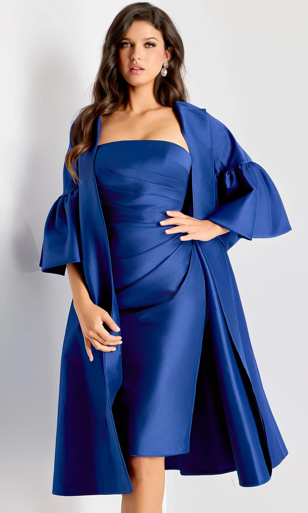 Jovani 44193 - Cape Bell Sleeve Knee-Length Dress - designer cocktail dress at Silhouette Dresses