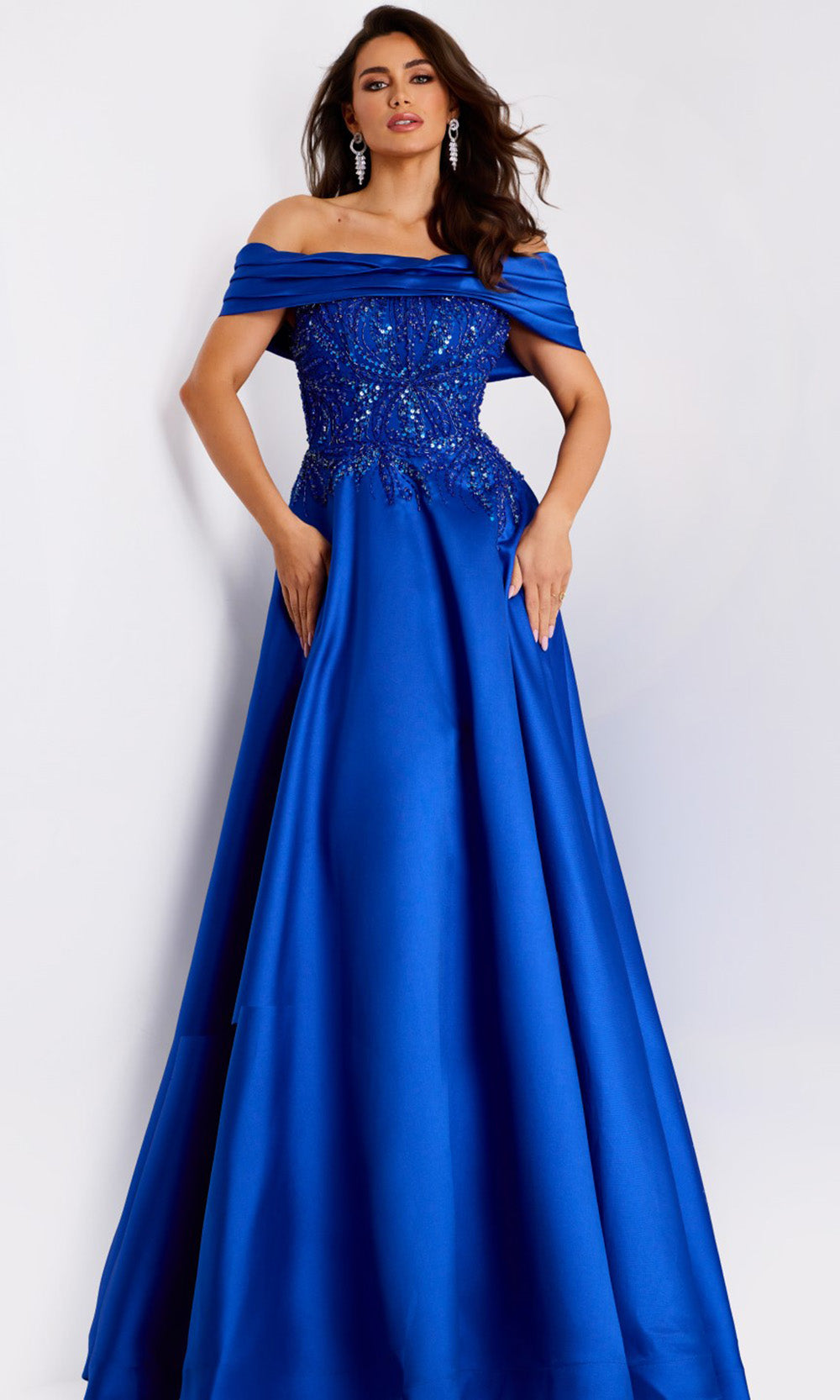 Jovani 44308 - Beaded Off-Shoulder A-Line Gown - designer prom dress at Silhouette Dresses