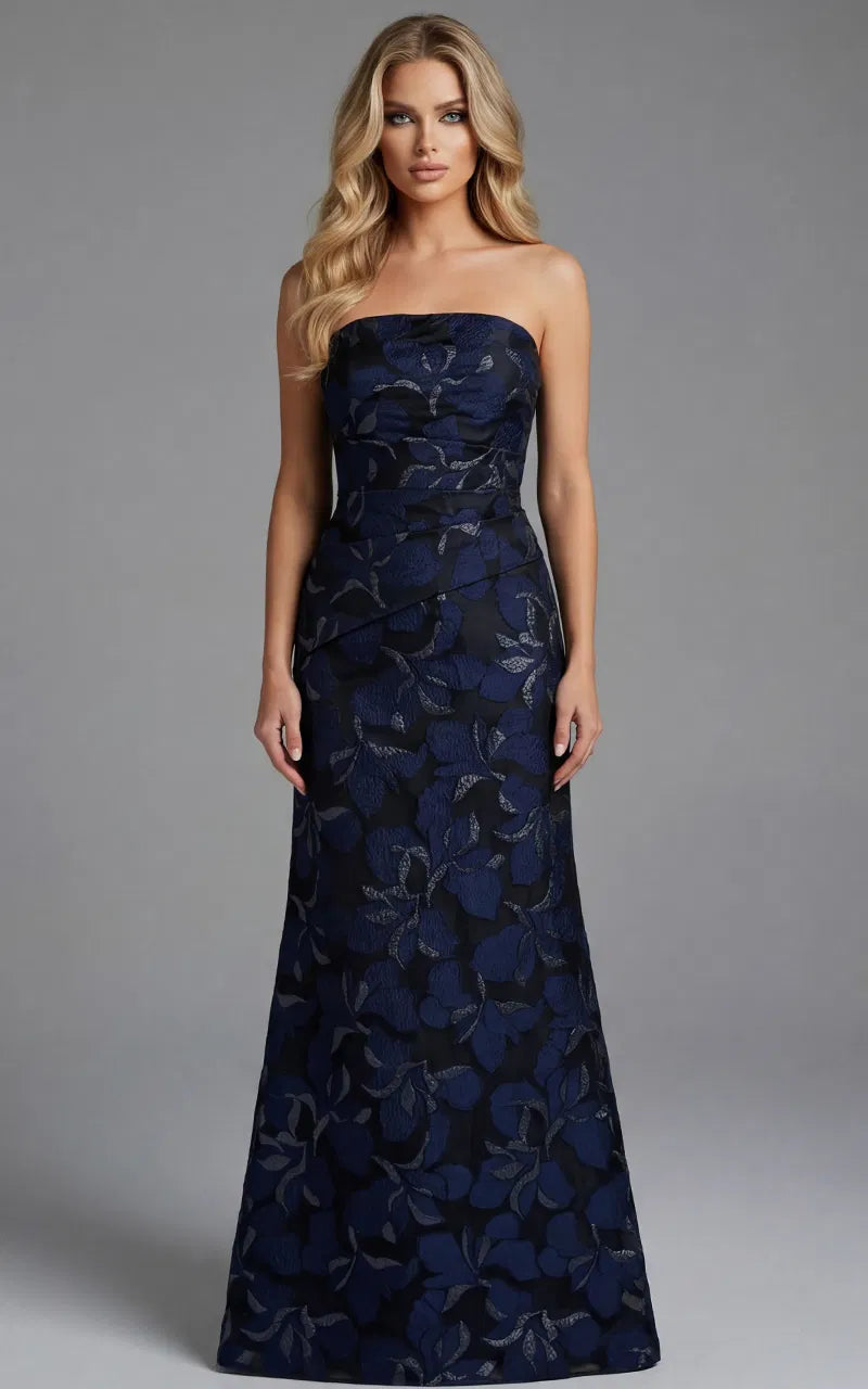 Jovani 44370 - Strapless Asymmetric Neck Jacquard Gown - designer formal gown at Silhouette Dresses