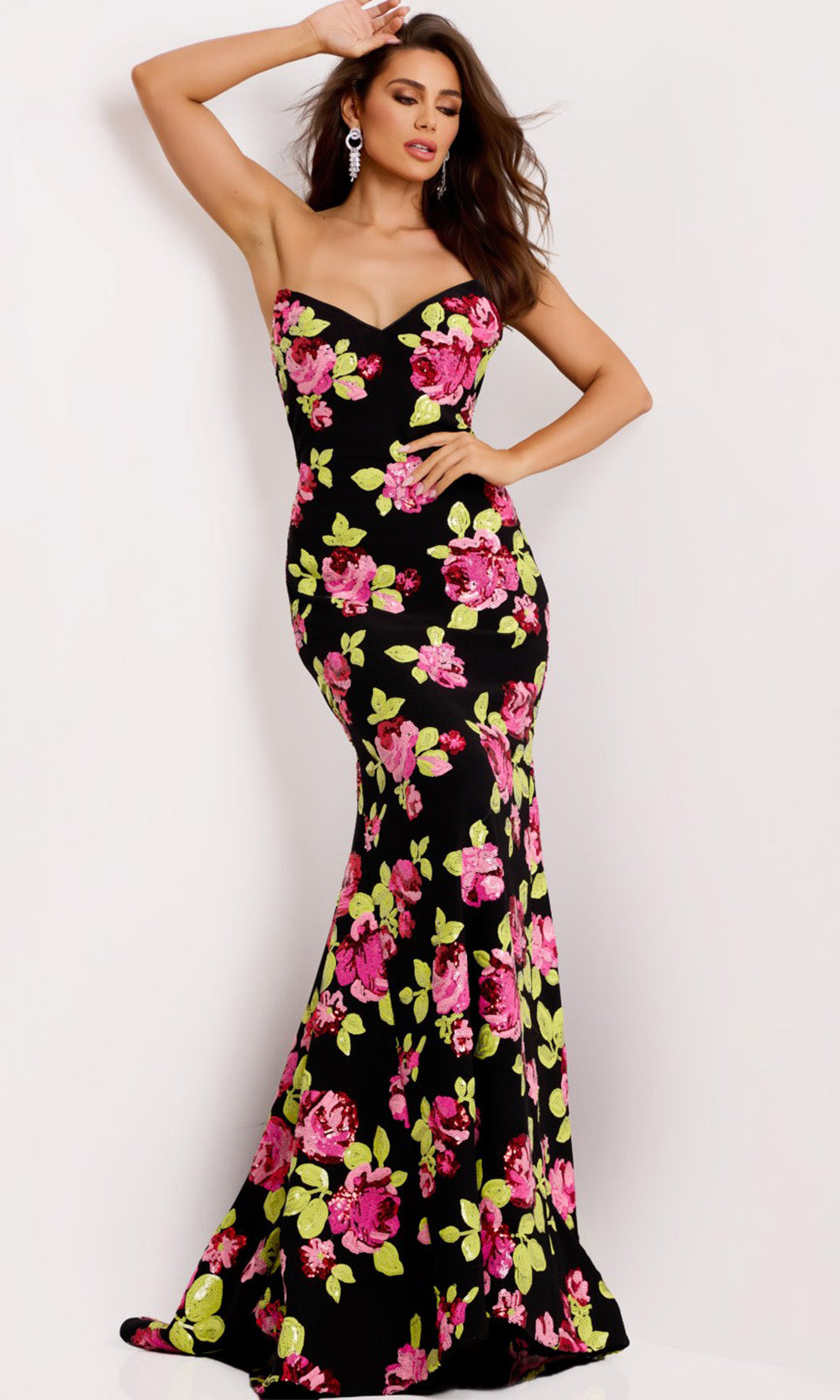 Jovani 44617 - Floral Sequin Sweetheart Evening Gown - designer formal gown at Silhouette Dresses