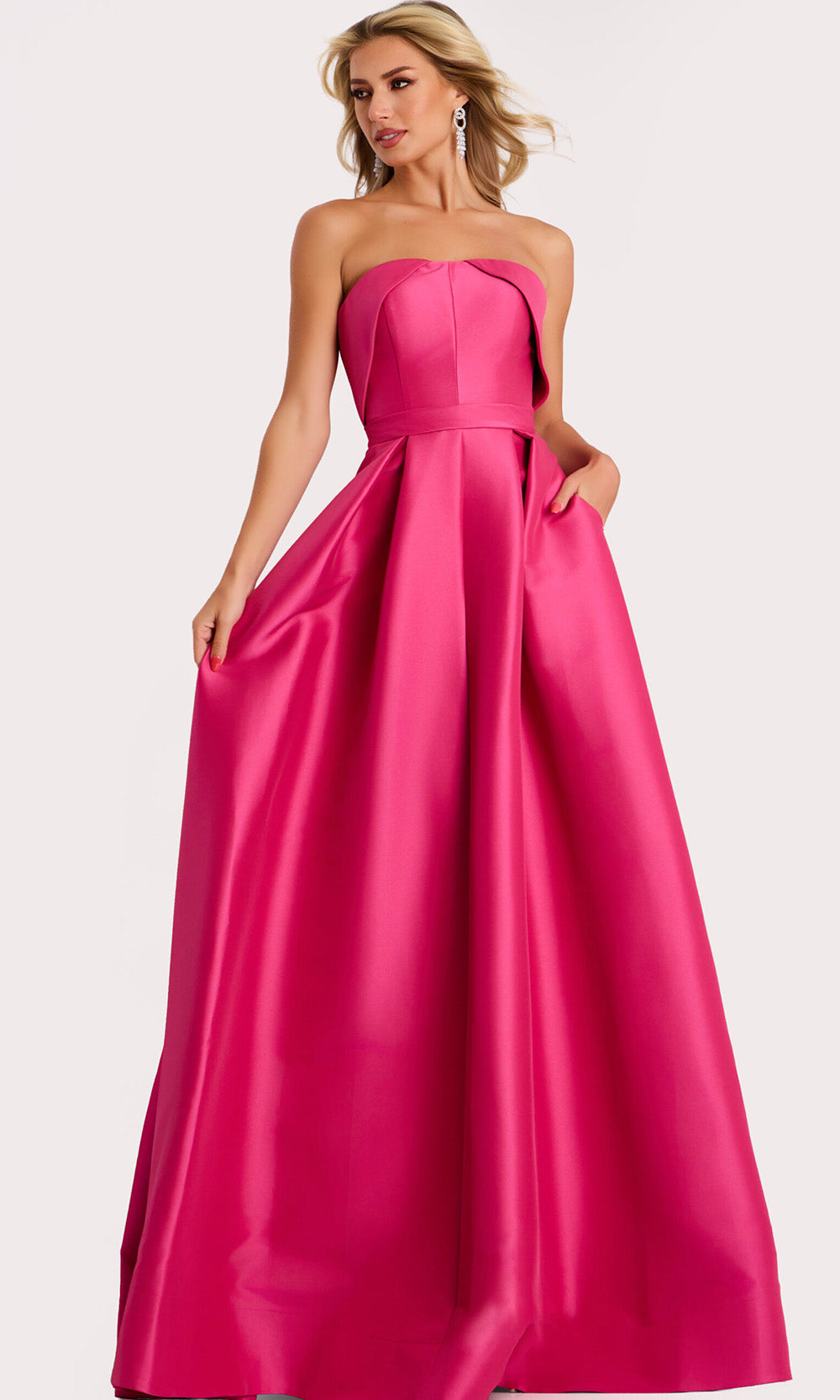 Jovani 44719 - Strapless A-line Gown with Pleated Bodice - designer prom dress at Silhouette Dresses