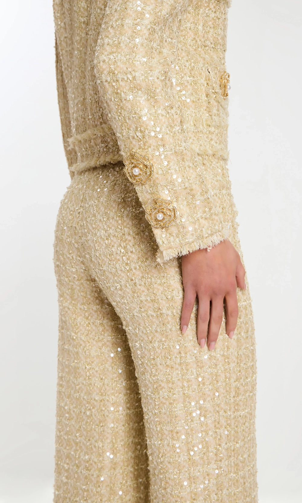 Jovani 45244 - Sequin Tweed Jewel Neck Pantsuit - back view