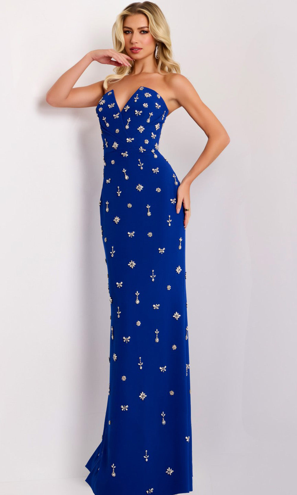 Jovani 45248 - Strapless Rhinestone Applique Column Gown - back view
