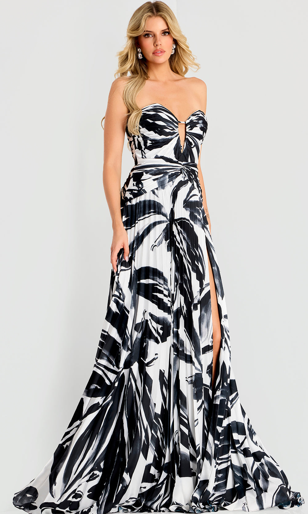 Jovani 45366 - Printed Chiffon Sweetheart Cutout Gown - back view
