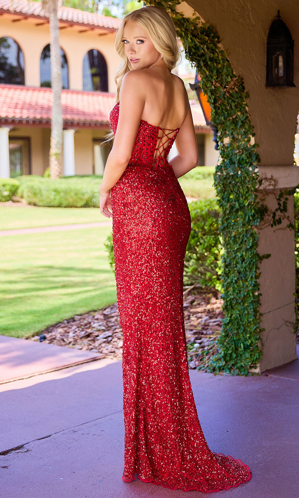 Primavera Couture 4544 - Strapless Corset Slit Prom Dress - view 9