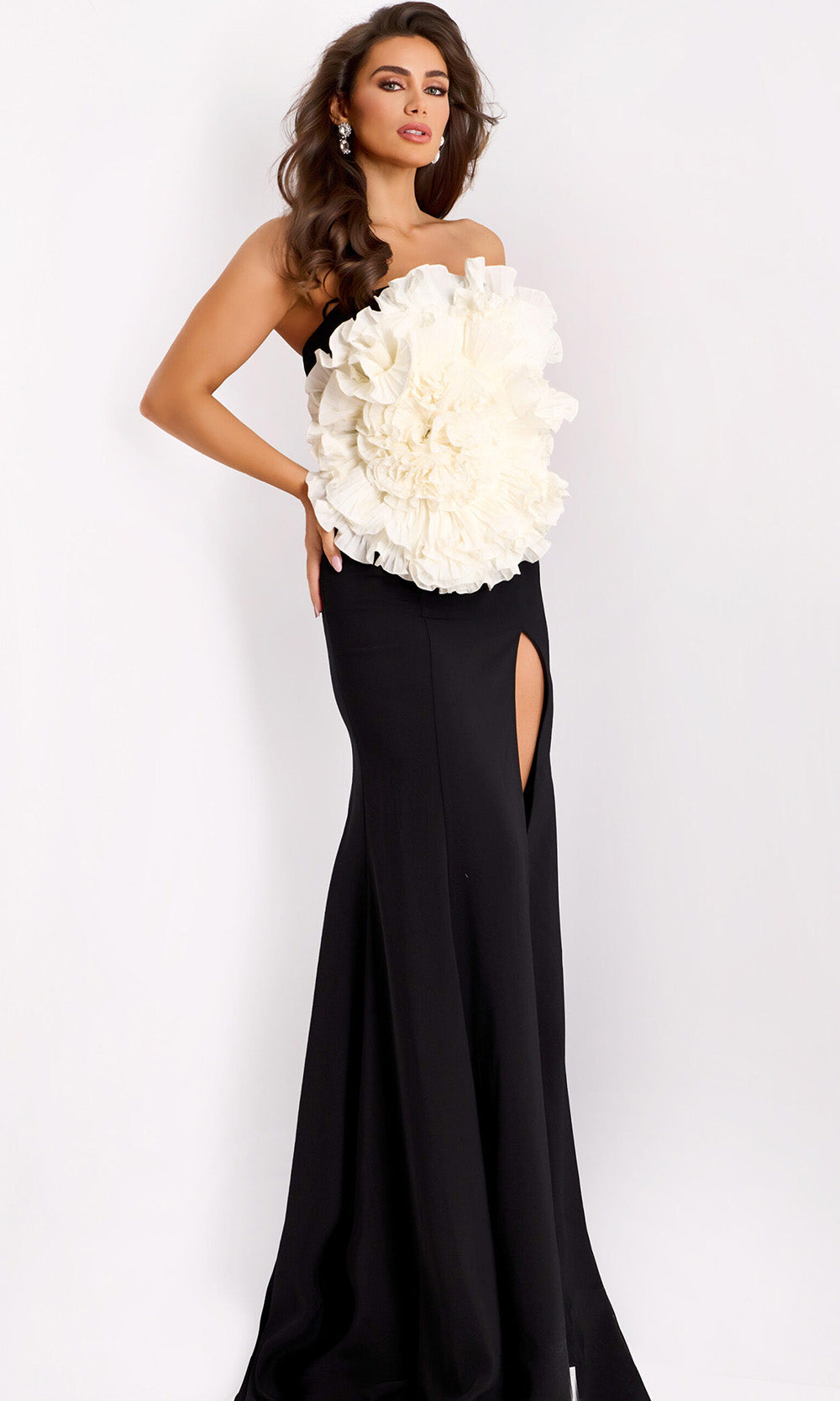 Jovani 45450 - Strapless Floral Applique Sheath Gown - designer formal gown at Silhouette Dresses