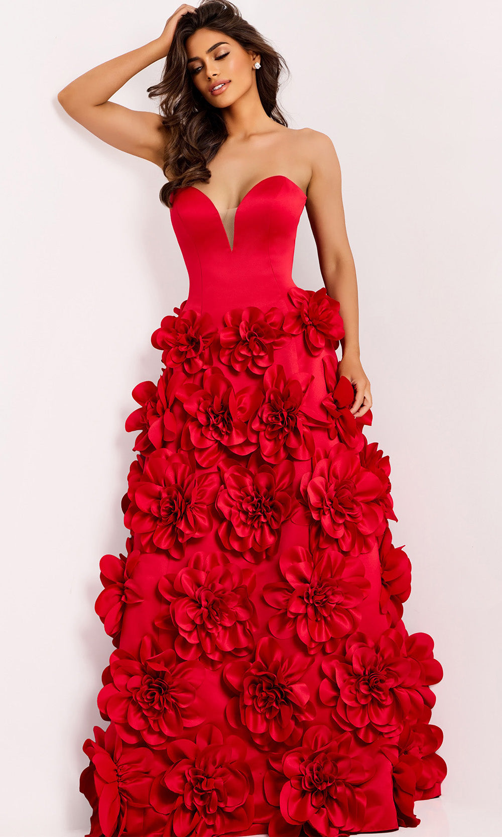 Jovani 45661 - Strapless 3D Floral Applique Ballgown - designer ball gown at Silhouette Dresses