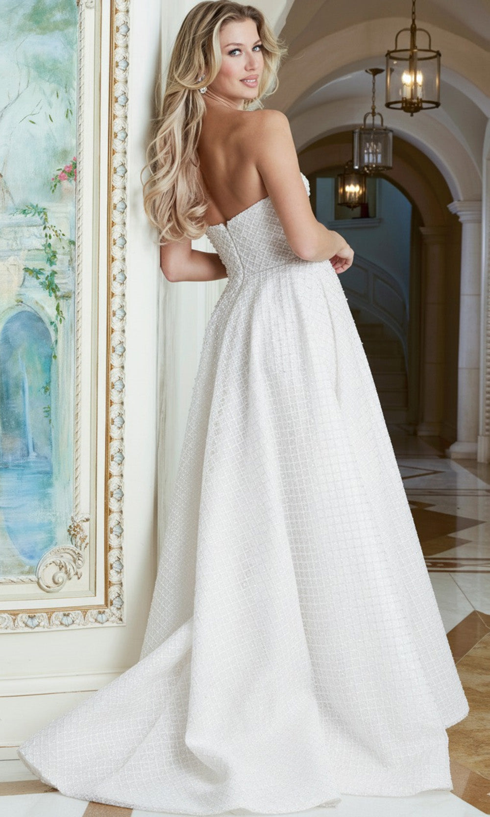 Jovani 45788 - Straight Across Textured Prom Gown - back view