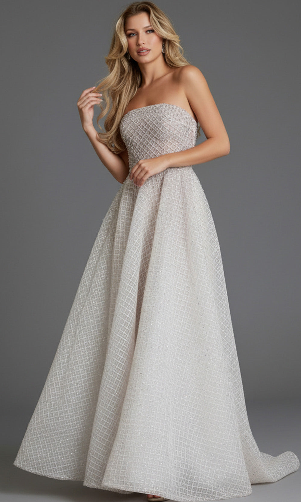 Jovani 45788 - Straight Across Textured Prom Gown - view 4