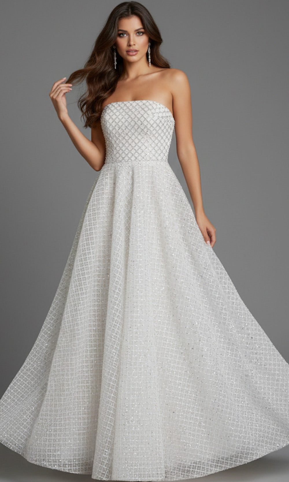 Jovani 45788 - Straight Across Textured Prom Gown - view 6