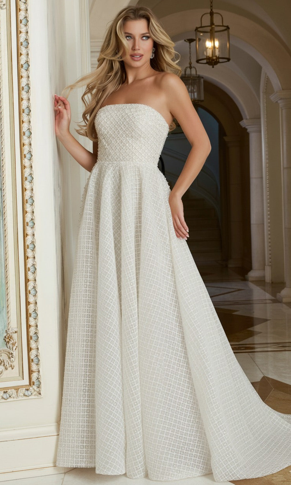 Jovani 45788 - Straight Across Textured Prom Gown - view 5
