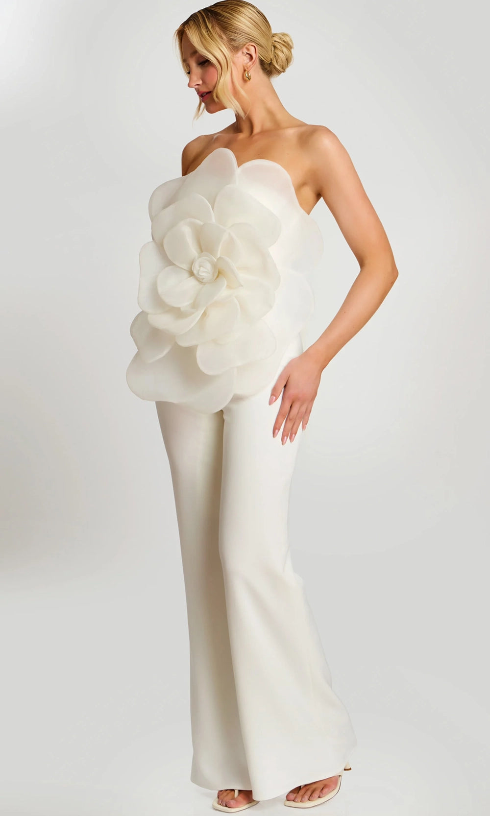 Jovani 45933 - 3D Floral Bodice Strapless Jumpsuit - designer formal jumpsuit at Silhouette Dresses