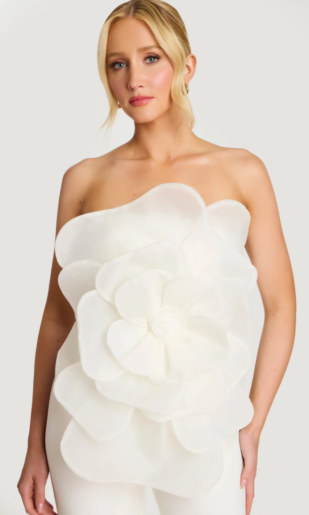 Jovani 45933 - 3D Floral Bodice Strapless Jumpsuit - detail view