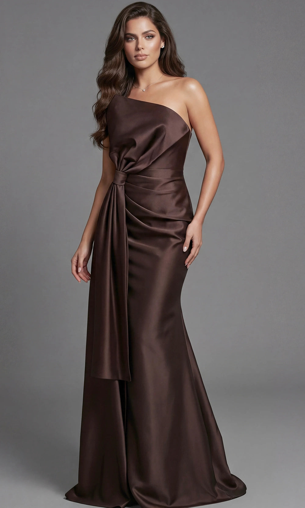 Jovani 45945 - Asymmetric Neck Draped Column Gown - designer prom dress at Silhouette Dresses