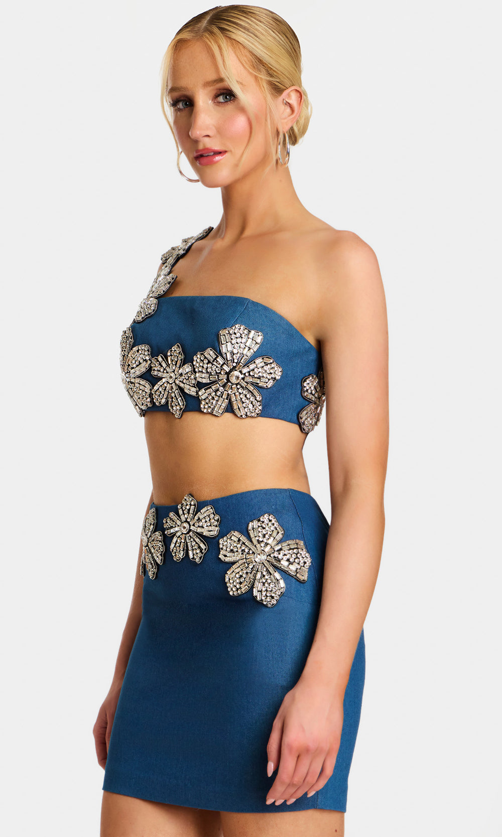 Jovani 46004 - One Shoulder Floral Embellished Mini Dress - back view