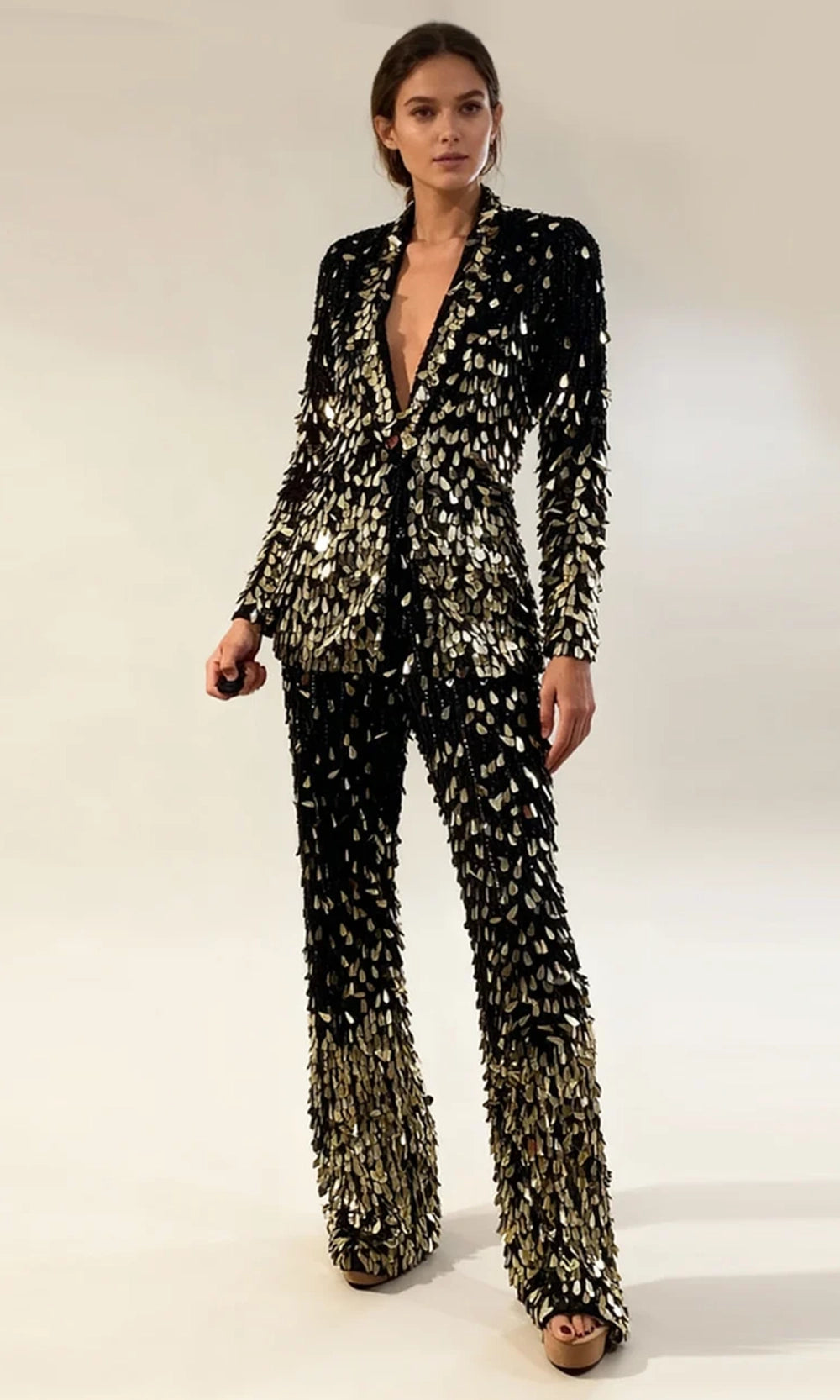 Jovani 46103 - Sequin Embellished Blazer Pantsuit - designer formal jumpsuit at Silhouette Dresses