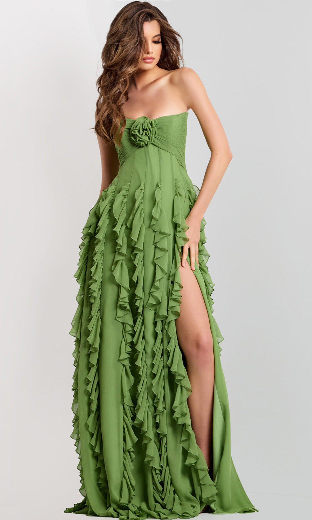 Jovani 46379 - Cascading Ruffle A-Line Prom Gown - back view