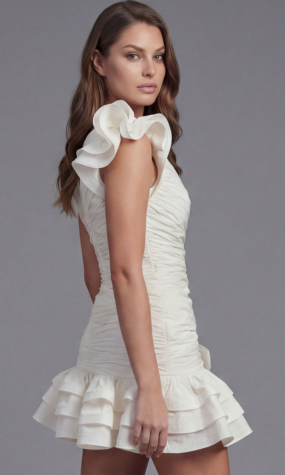 Jovani 47823 - One Shoulder Ruched Mini Dress - view 9