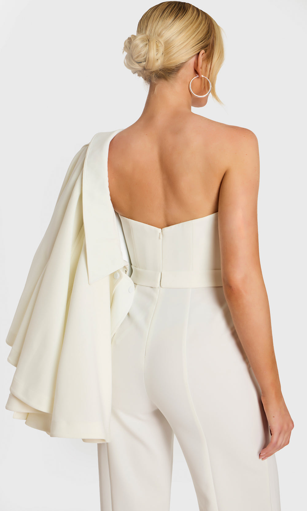 Jovani 46781 - Cropped Cape Jacket Wide Leg Jumpsuit - view 6