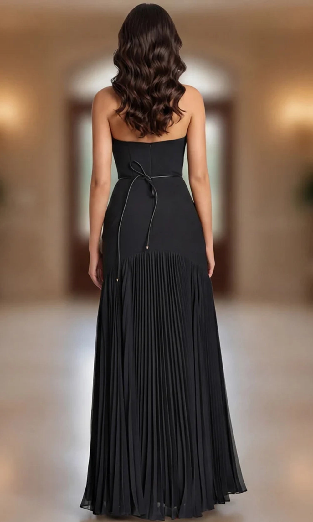 Jovani 47000 - Pleated Skirt Straight Neckline Long Dress - view 6