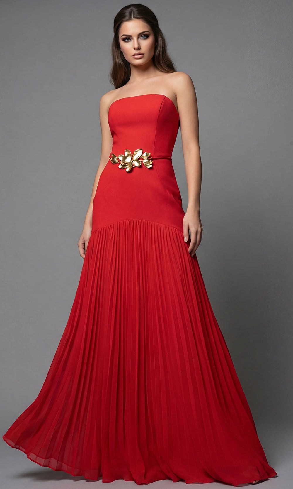 Jovani 47000 - Pleated Skirt Straight Neckline Long Dress - view 8