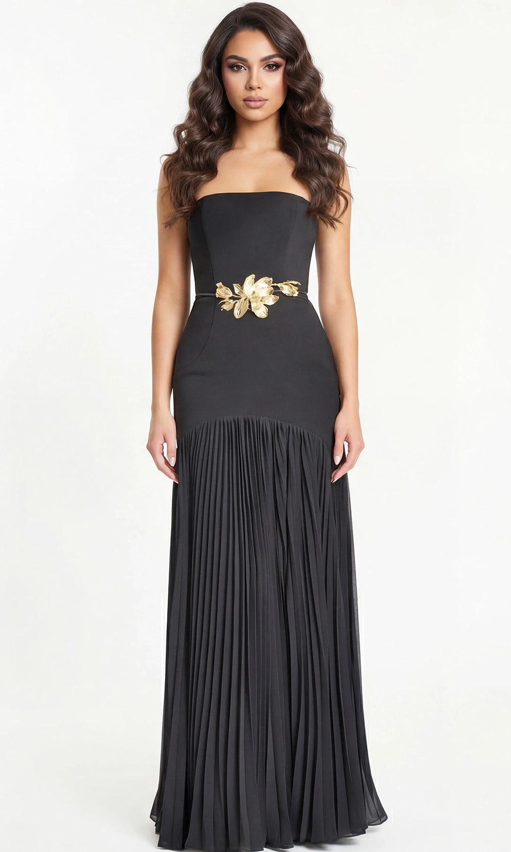 Jovani 47000 - Pleated Skirt Straight Neckline Long Dress - designer prom dress at Silhouette Dresses