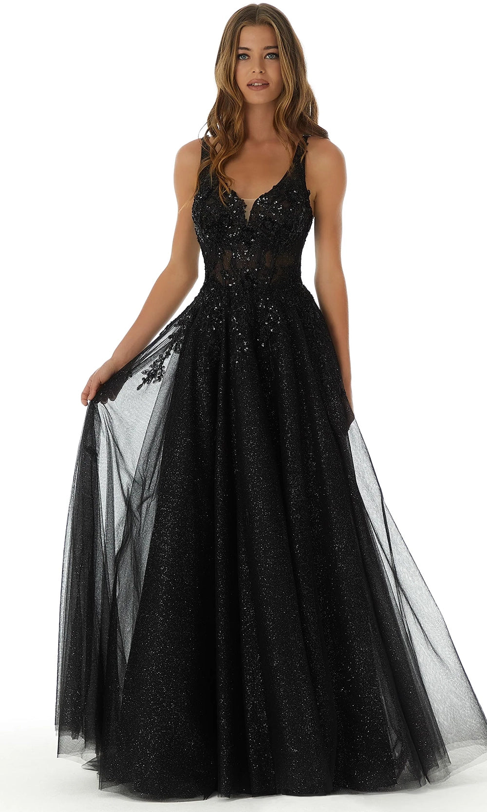 Mori Lee 49325 - Sequin Lace Applique Tulle A-Line Gown - designer prom dress at Silhouette Dresses