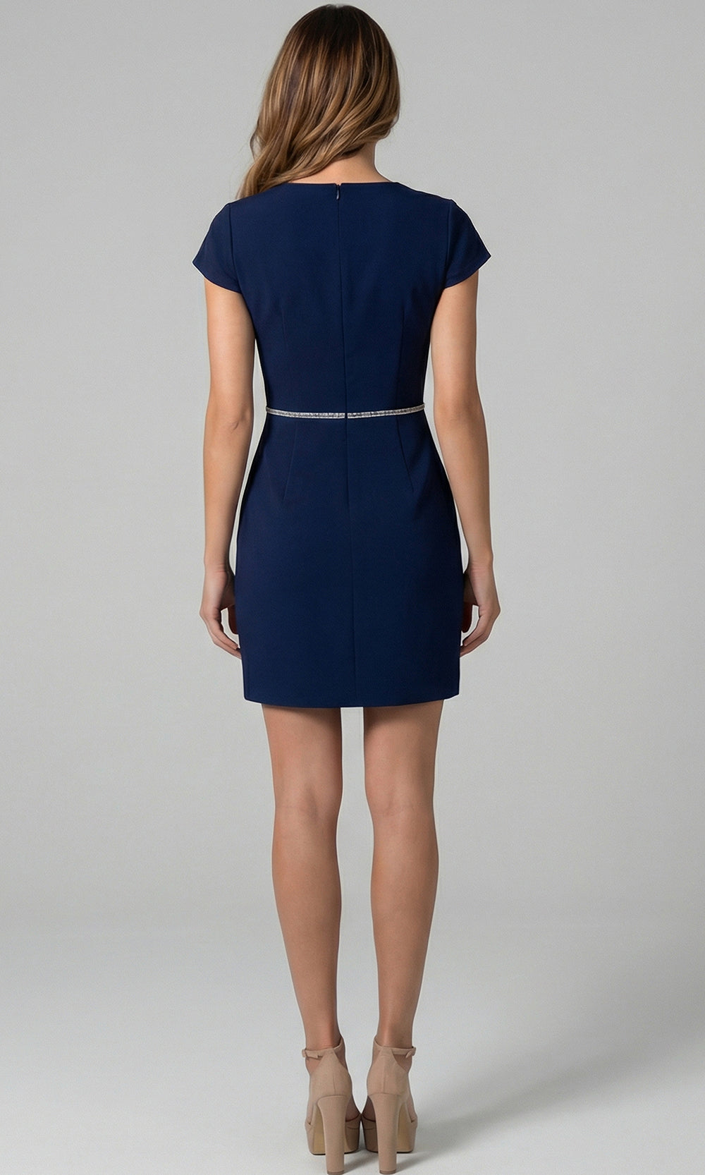 Jovani 47618 - Bow Embellished Short Sleeve Mini Dress - detail view