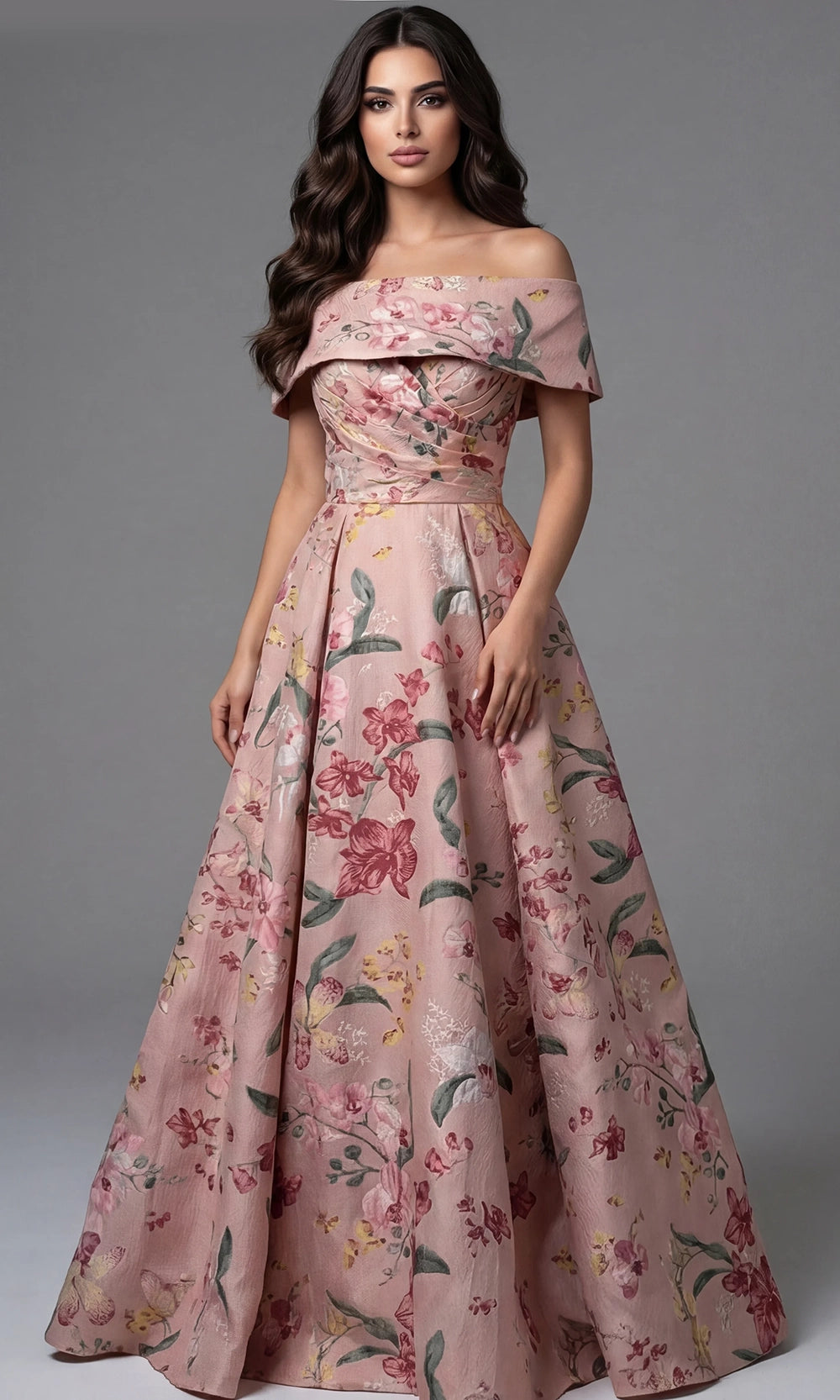 Jovani 47629 - Buttoned Back Floral Print Ballgown - designer ball gown at Silhouette Dresses