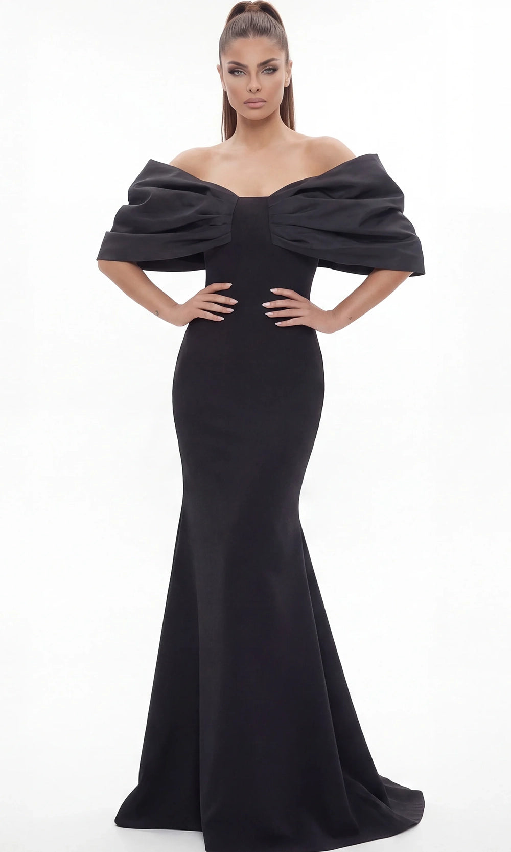 Jovani 47657 - Dramatic Sleeve Mermaid Evening Gown - designer pageant gown at Silhouette Dresses