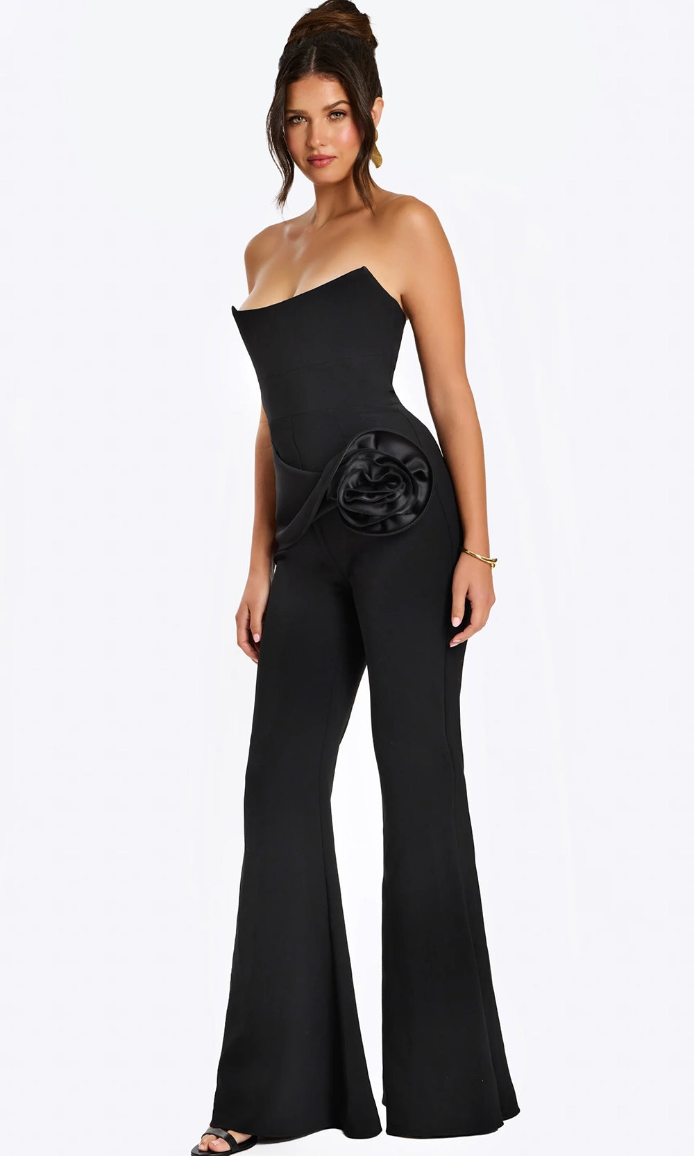 Jovani 48209 - Peplum Rosette Evening Jumpsuit - detail view