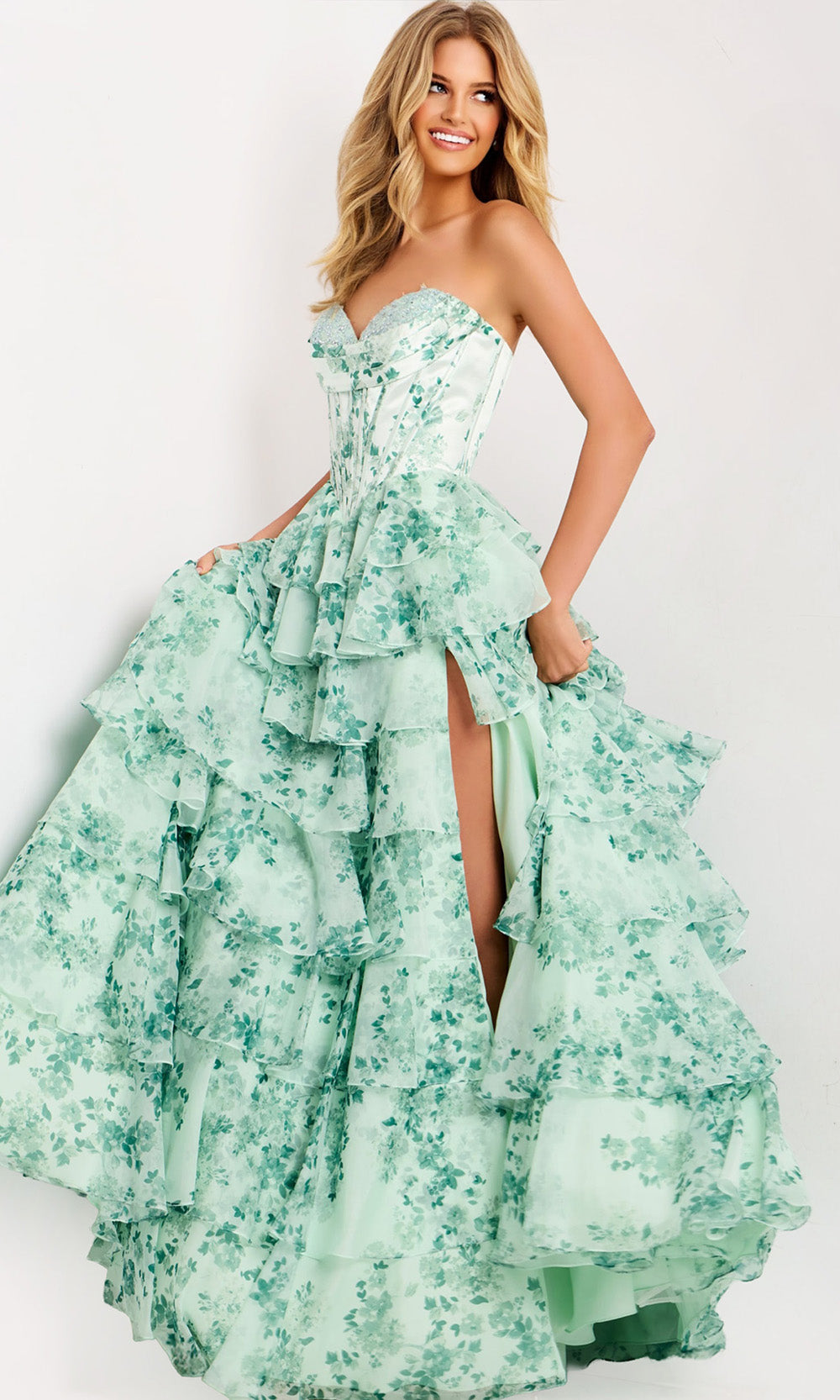 Jovani 48772 - Sweetheart Corset Floral Ballgown - view 5