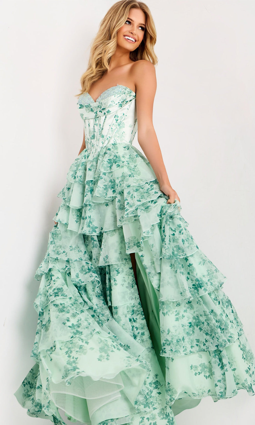 Jovani 48772 - Sweetheart Corset Floral Ballgown - back view