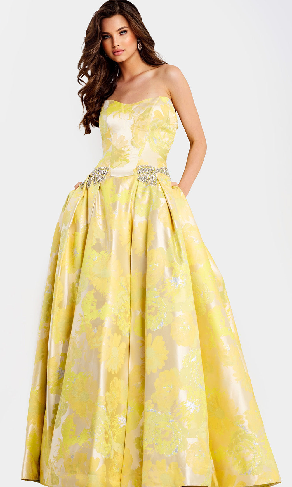 Jovani 49502 - Beaded Bow Sweetheart Pleated Ballgown - designer ball gown at Silhouette Dresses