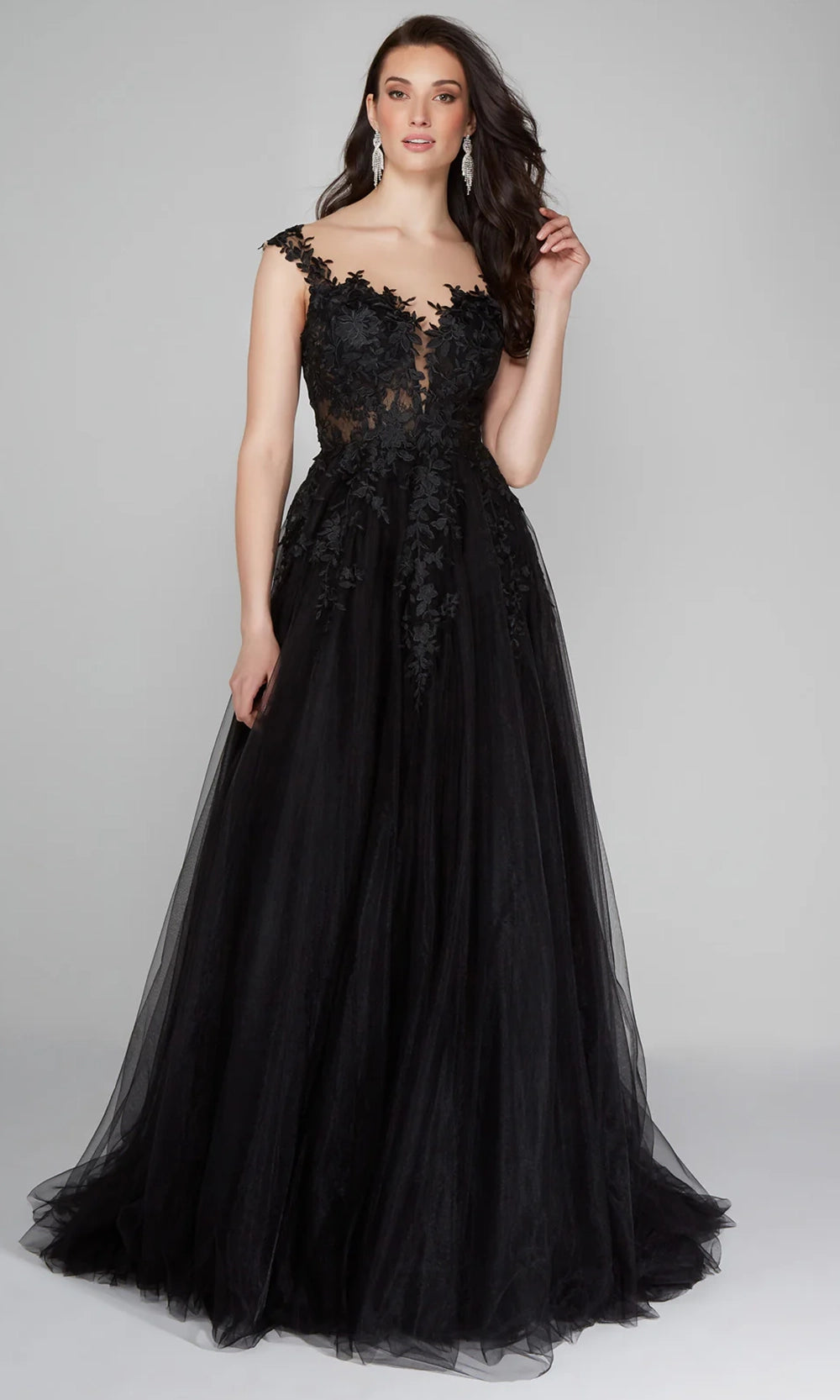 Alyce Paris 5090 - Plunging Illusion A-Line Lace Gown - view 11