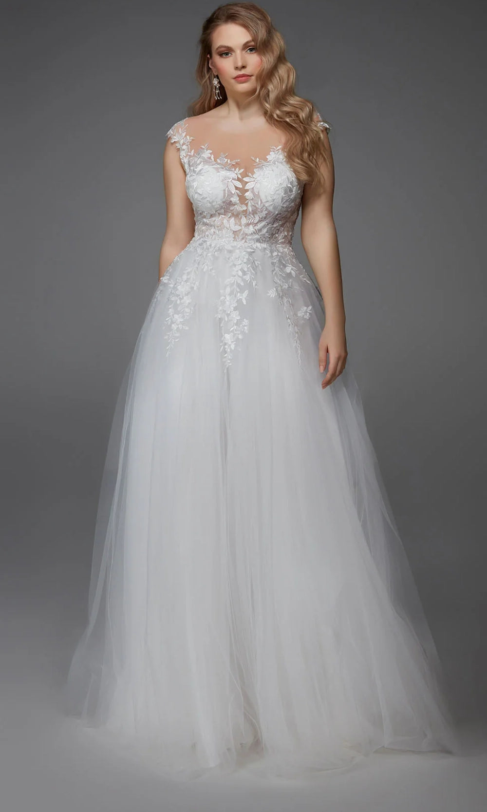 Alyce Paris 5090 - Plunging Illusion A-Line Lace Gown - view 8