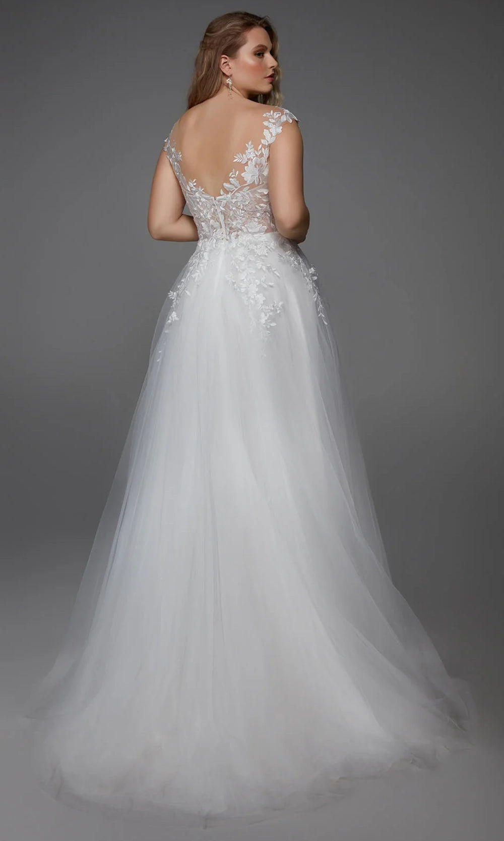 Alyce Paris 5090 - Plunging Illusion A-Line Lace Gown - view 9