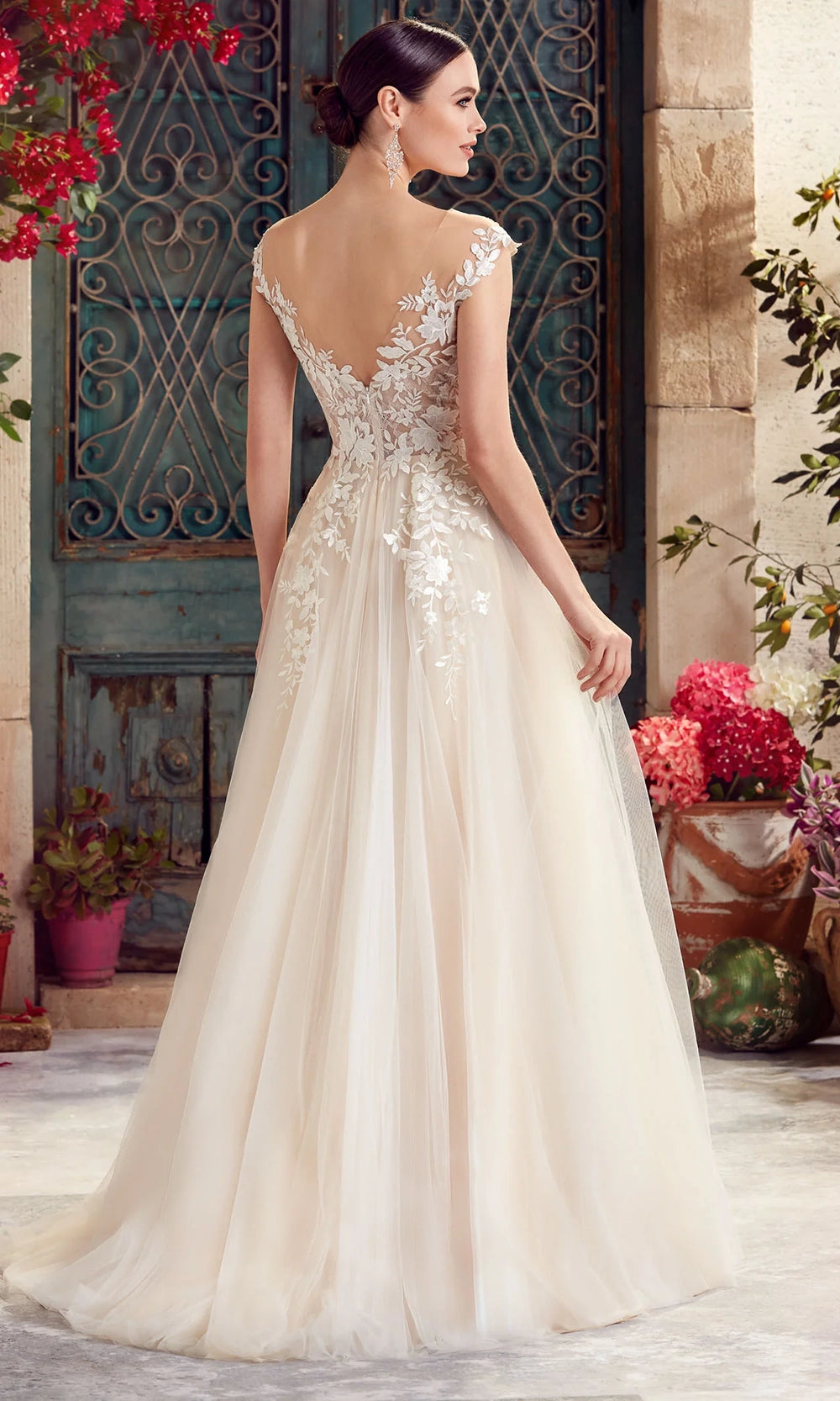 Alyce Paris 5090 - Plunging Illusion A-Line Lace Gown - view 5
