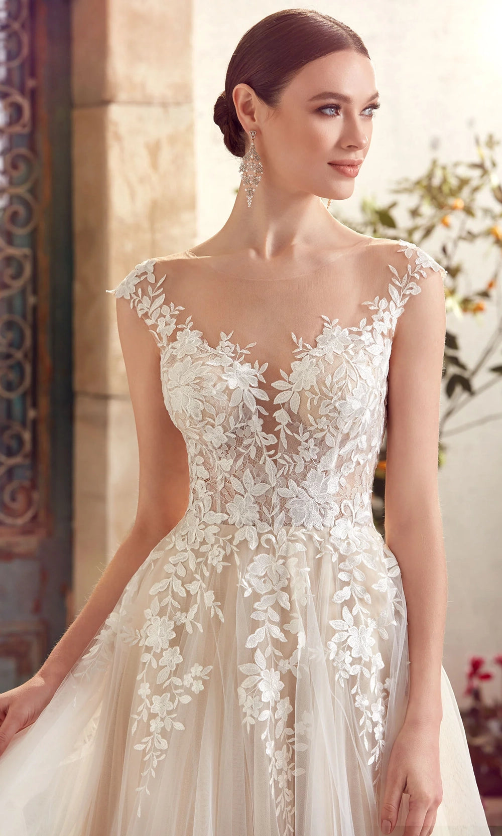 Alyce Paris 5090 - Plunging Illusion A-Line Lace Gown - view 7