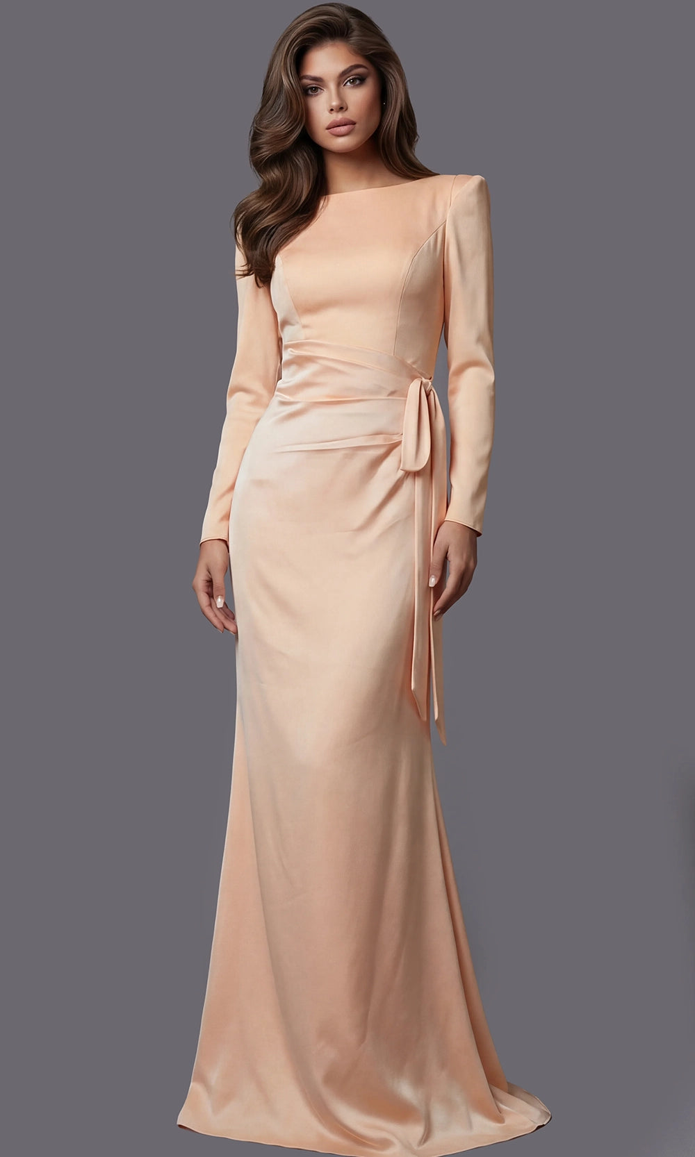 Jovani 51618 - Long Sleeve Bateau Evening Gown - designer evening gown at Silhouette Dresses