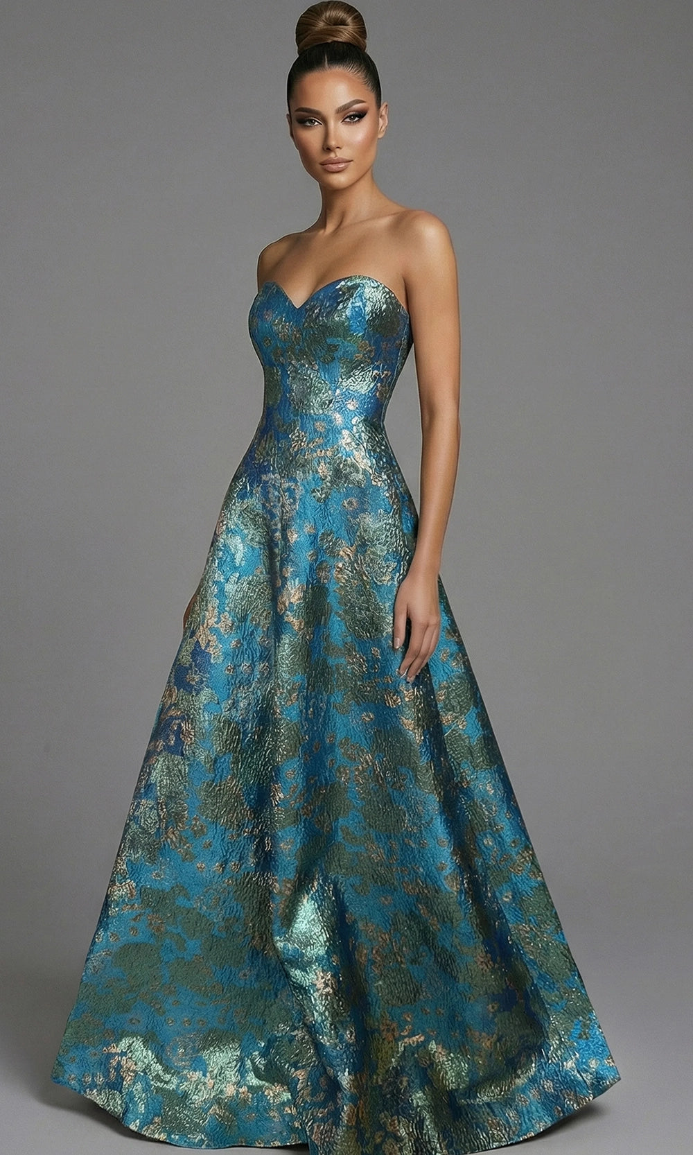 Jovani 51694 - Sweetheart Neck Floral Metallic Evening Gown - designer prom dress at Silhouette Dresses