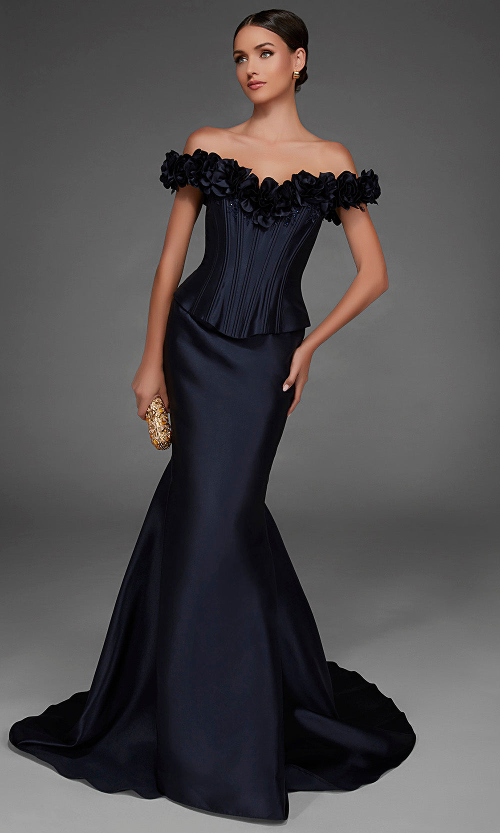 Alyce Paris 55015 - 3D Floral Trim Mermaid Evening Gown