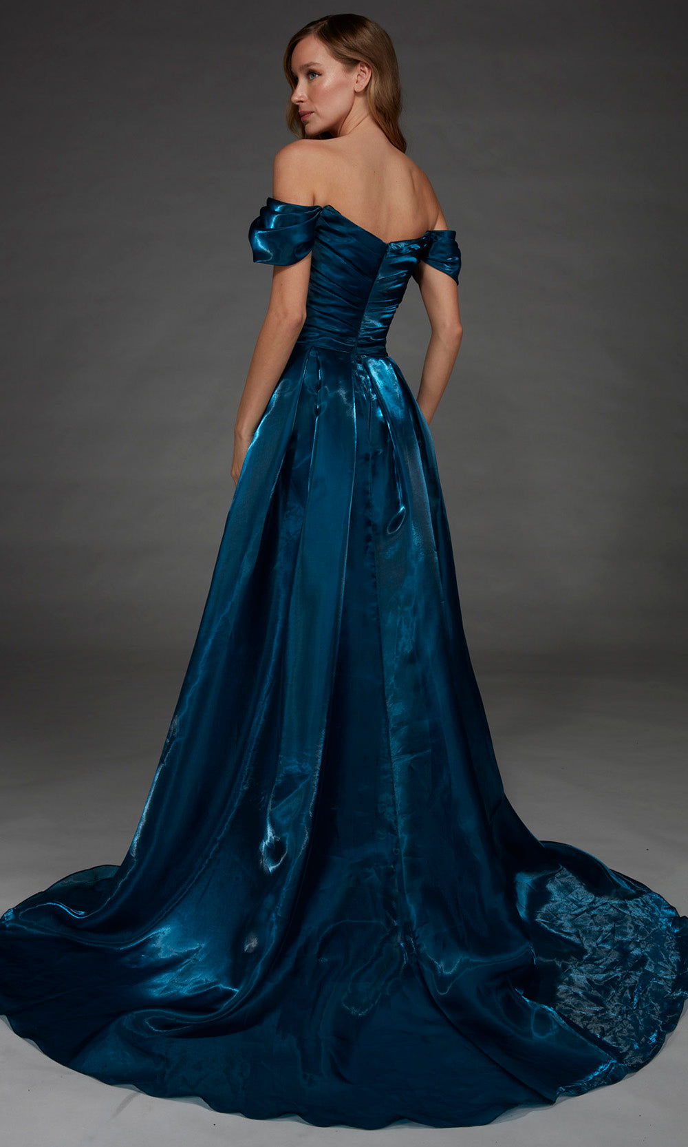 Alyce Paris 55034 - Off Shoulder Liquid Organza Gown with Overskirt