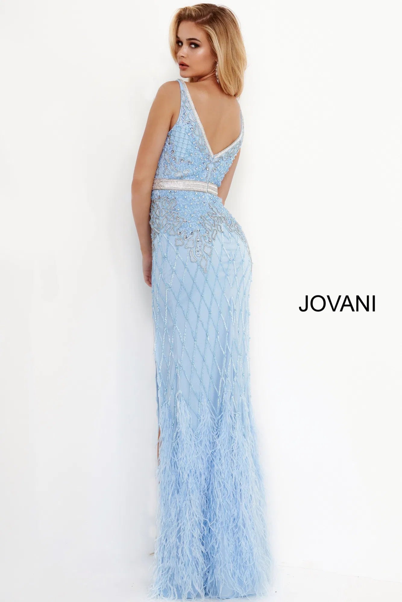 Jovani - 55796 Sleeveless Embellished V-neck Junior Prom Dress - view 5