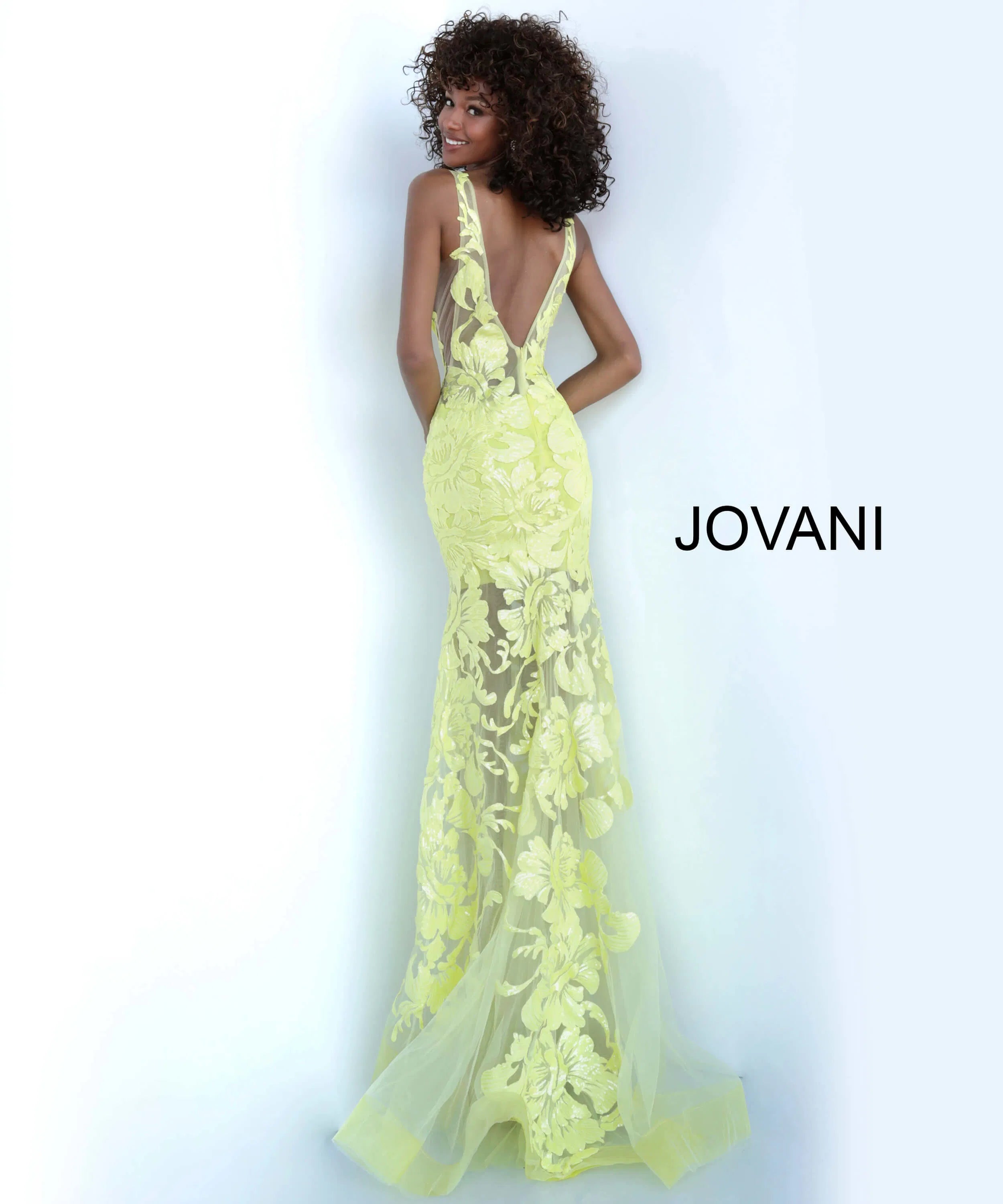 Jovani 60283 - Floral Applique Prom Gown - view 11