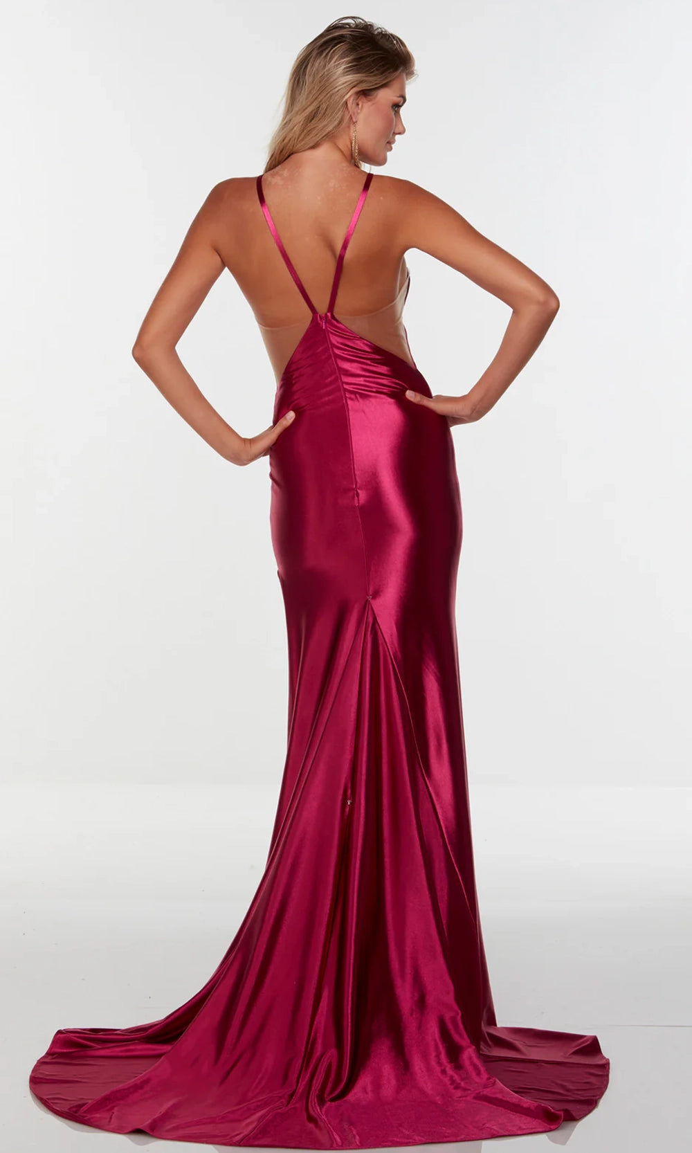 Alyce Paris 61161 - Sleek Satin Halter Neckline Gown - back view