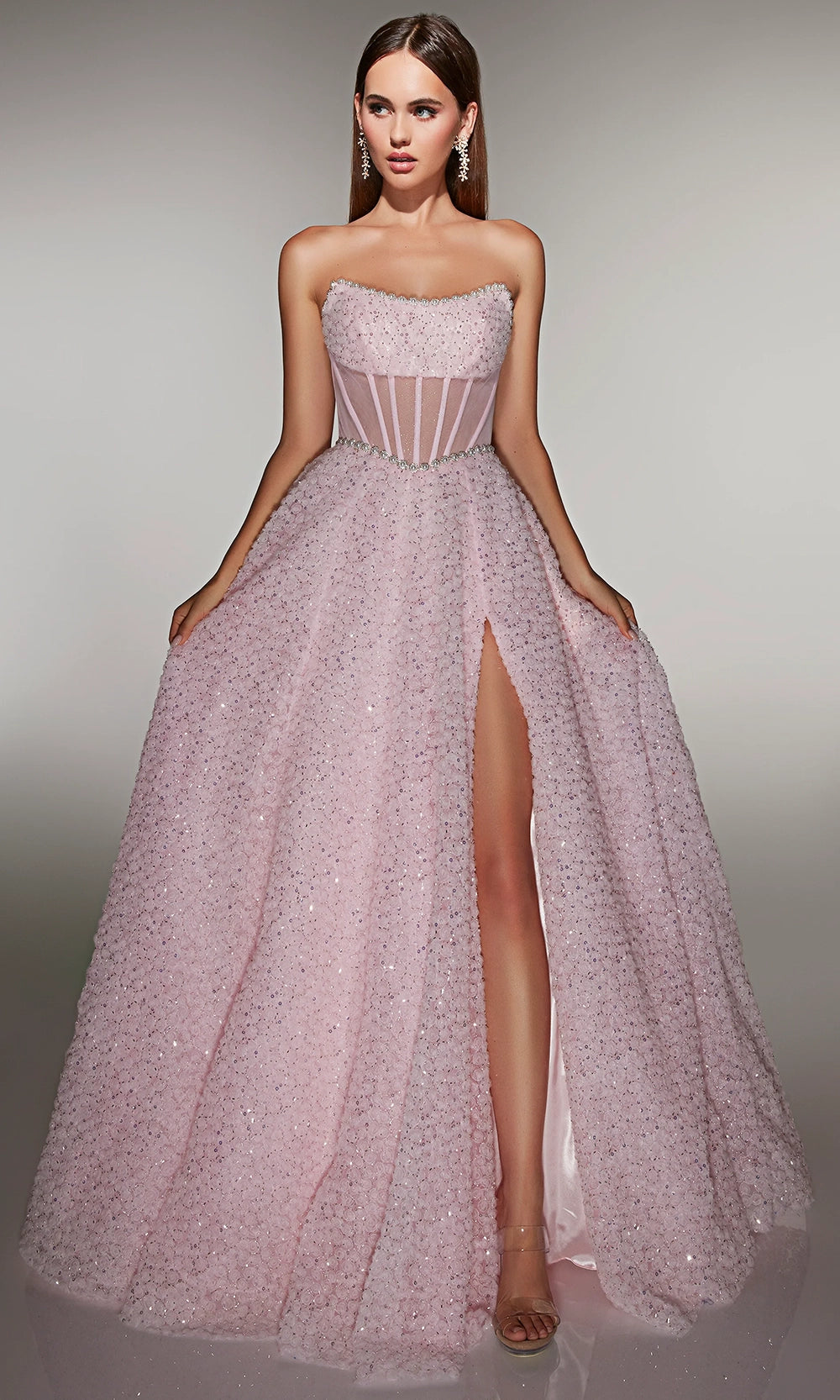 Alyce Paris 61982 - Strapless Corset Gown with Pearl Trim - view 4
