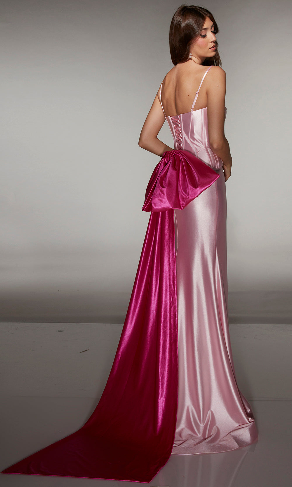 Alyce Paris 61983 - Corset Gown with Bow and Detachable Train - view 12