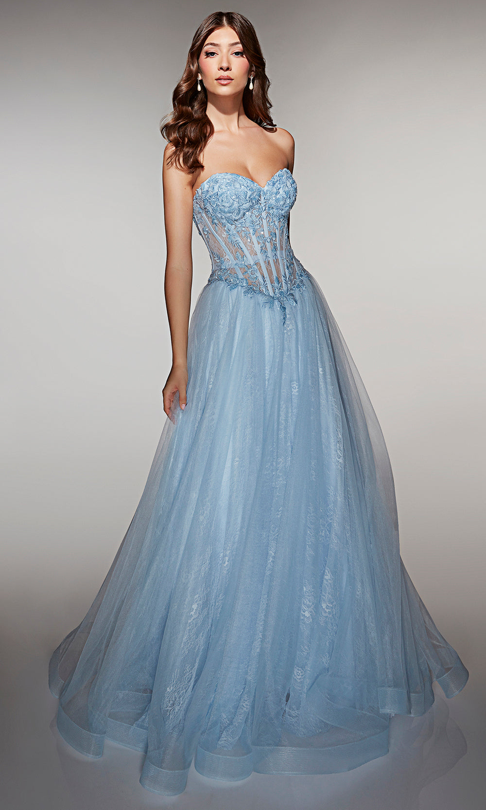 Alyce Paris 61984 - Strapless Corset Lace Ball Gown - back view