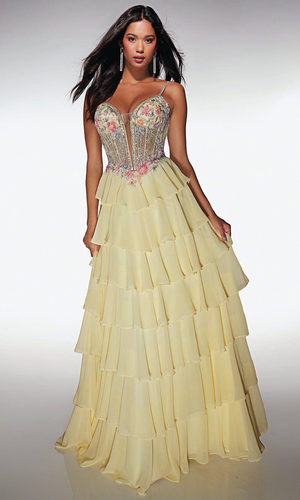 Alyce Paris 61993 - Beaded Floral Corset Gown - designer prom dress at Silhouette Dresses
